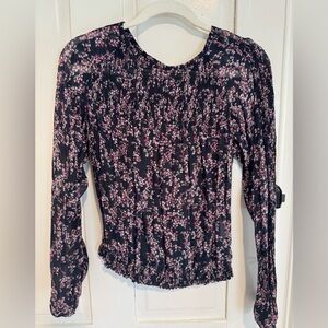 rag & bone Black and Pink Floral Blouse